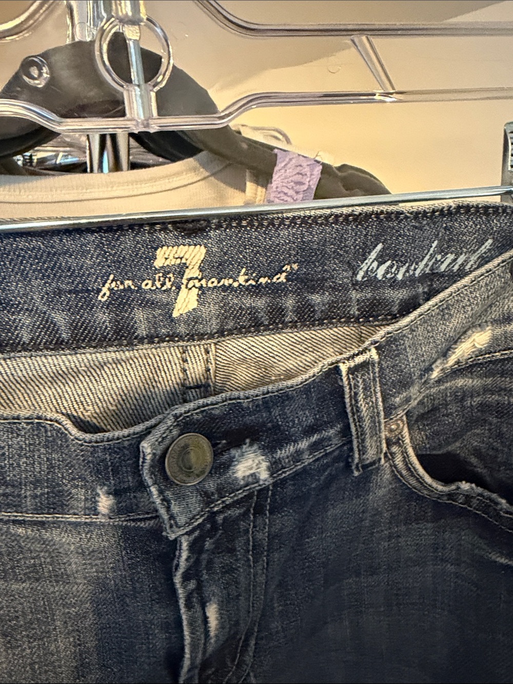 7 for All Mankind Distressed Bootcut Jeans - Picture 3 of 7